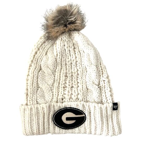 Green Bay Packers 47 Brand NFL Women's White Knit Cuffed Pom Beanie Hat - Picture 1 of 5